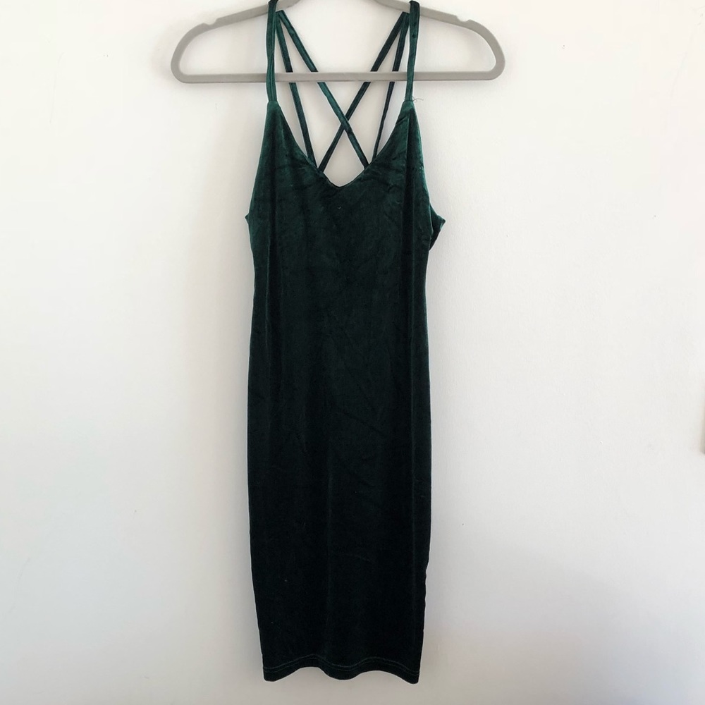 Emerald velvet mini dress